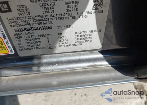 2013 Buick Enclave Convenience из США, поврежденный, VIN 5GAKRBKD0DJ133353